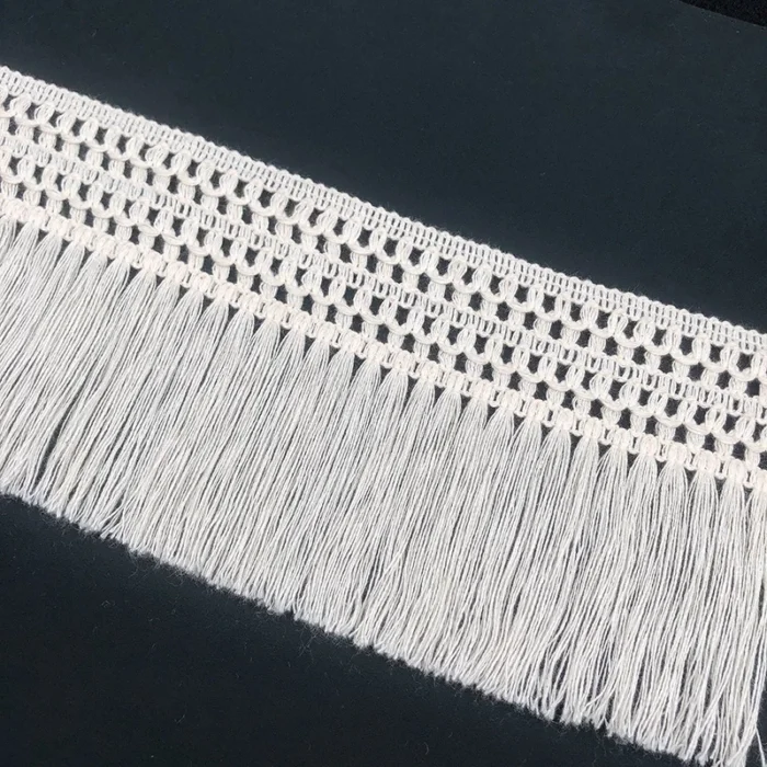 1Y 14CM Wide Beige Cotton Thread 3D Lace Fabric Weaved Ribbon Tassel DIY Material Curtains Garment Accessories Decoration - Image 3