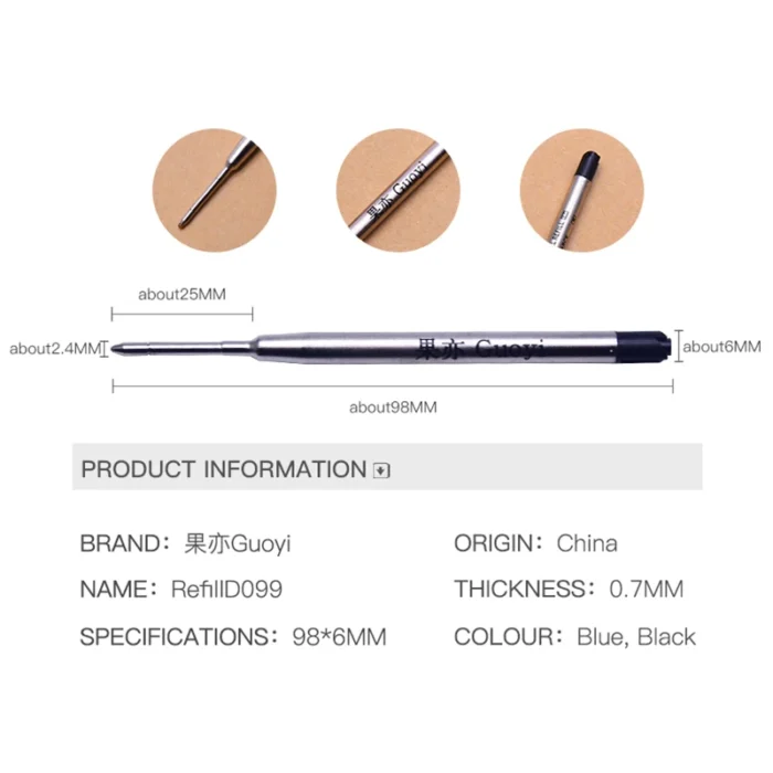 Guoyi K088 metal ballpoint pen refill 10pc/lot for school office gift pen hotel business G2 424 pen Refill Writing length 700m - Image 3