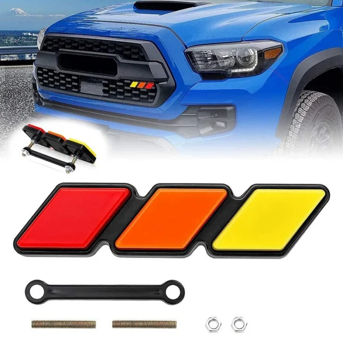 Tri-Color Grille Badge Emblem Decoration Car Truck Label for Toyota Tacoma 4Runner - Sequoia Rav4 Highlander - Image 1