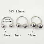 1 Piece Big Ball Stainless Steel CBR Ear Flesh Tunnel Hoop Sexy Rings Lip Horseshoe BCR Nose Rings Body Piercing Jewelry - Image 3