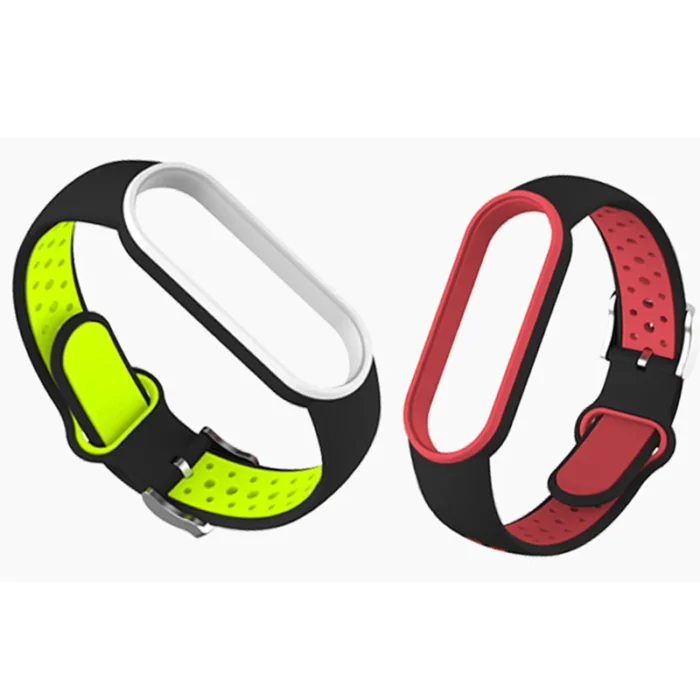 Belt For Xiaomi Mi Band 5 6 Two-color Silicone Bracelet Sport Breathable Strap For Miband 5 Miband7 Replacement Wristband - Image 2