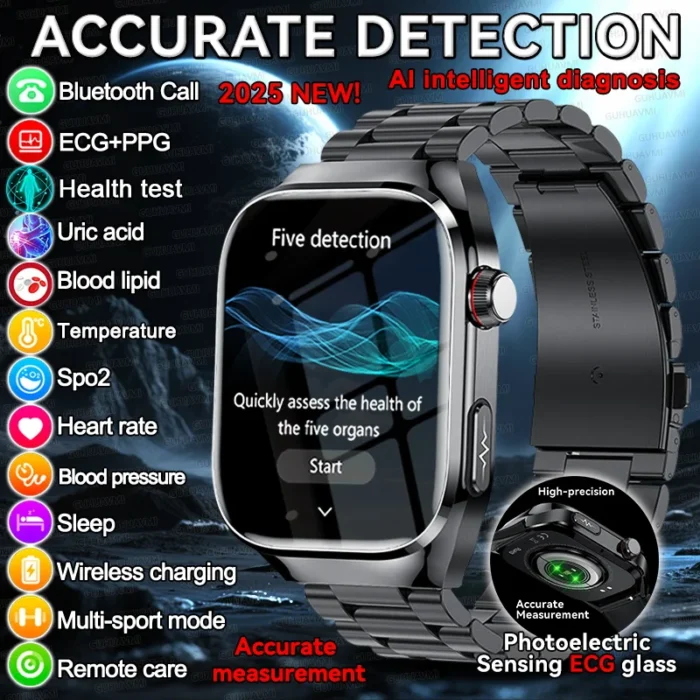 2025 New For XIAOMI Uric acid Blood lipids Smart Watch Men ECG+PPG Blood pressure Blood oxygen Bluetooth Call Health Smartwatchs - Image 1