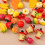 Leslie 10pcs Cute Resin 3d Fruit Apple Banana Mango Orange Cherry Strawberry Charms for Jewelry Making DIY Earrings Key chains - Image 2