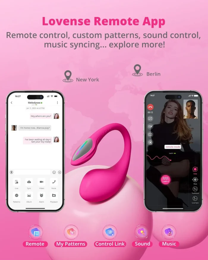 Lush 4 Remote Control G-spot Vibrator, Wearable Long Distance Adult Sex Toys & Games with LED Light, App Controlled Egg Vib - Image 5