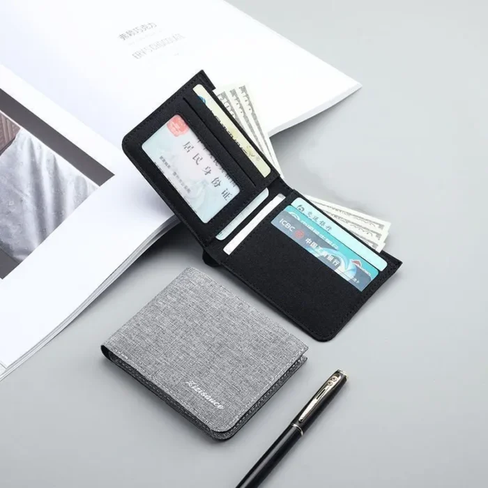 Classic Short Canvas Men Wallets Fashion Famous Brand Multi-Slot Coin Purses Pocket Photo Card Holder High Quality Male Wallets - Image 3