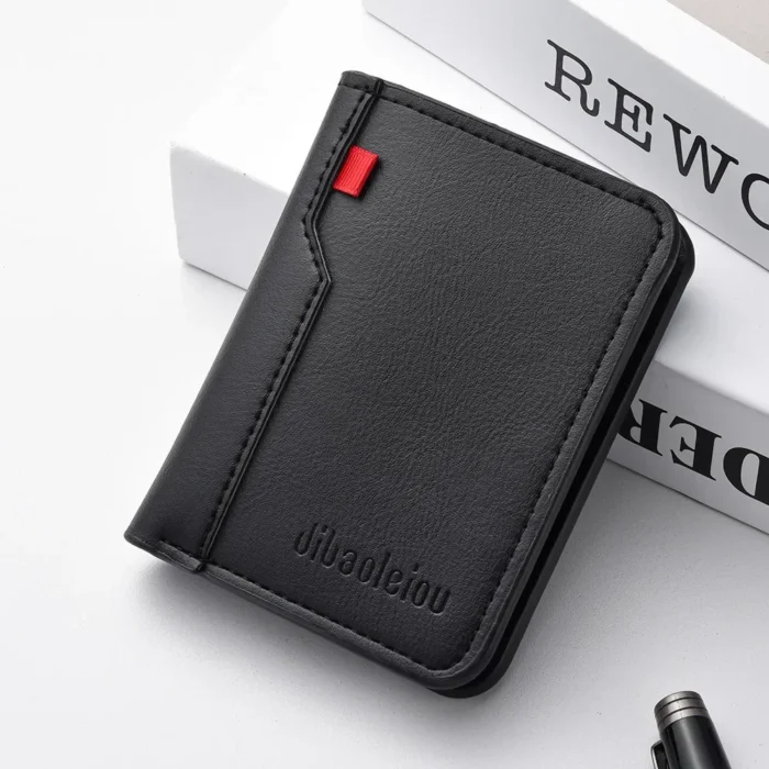 1Pc New Ultra-thin Mini Soft PU Leather Credit Card Wallet Holder Short Vertical High Quality Men's Small Short Wallets Purse - Image 2