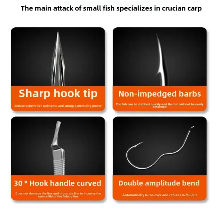 High Carbon Steel Fishing Hook Sharp Barbed Automatic Flip 12Pcs/Pack Fishhook for Silver Carp Bighead Fishing Accessories - Image 6