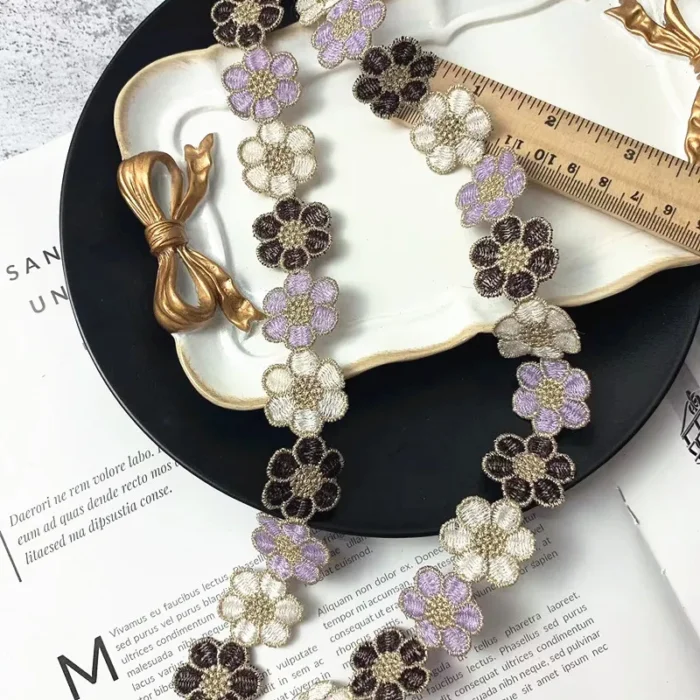 2CM Wide Luxury Polyester Embroidered Colored Flowers Lace Trim Ribbon Dress Collar Headwear Hats Bags Clothing DIY Sewing Decor - Image 2