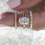 2025 new light luxury fashion versatile zircon jewelry women's super flash zircon exquisite three-piece ring - Image 2