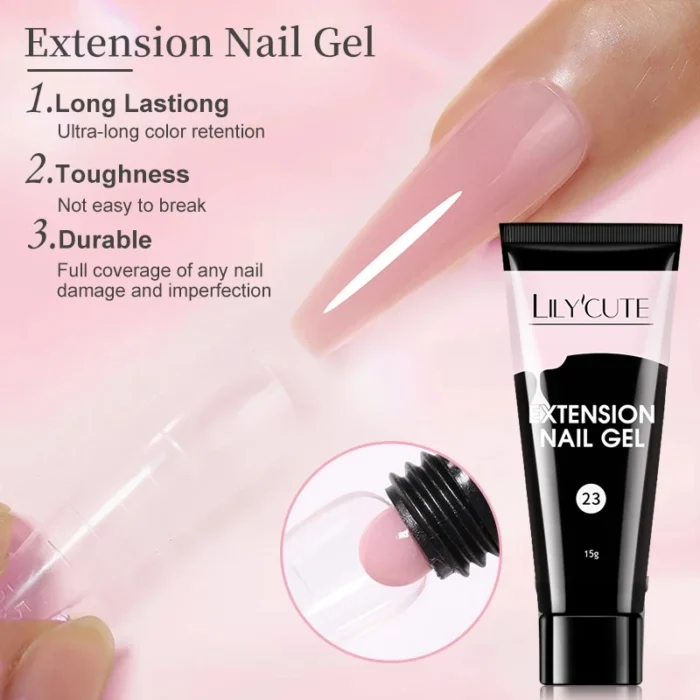 LILYCUTE 15ML Quick Extension Gel Nail Polish Nude Milk White Color Finger Prolong Acrylic Crystal Construction Hard Gel Varnish - Image 4