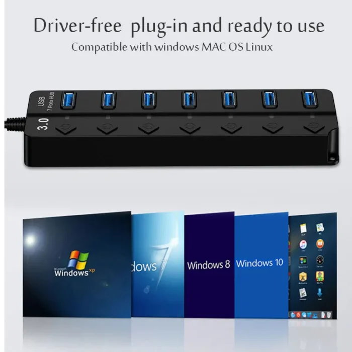 USB 3.0 Power Adapter 4/7 Port Multi USB Splitter Hub USB Hub 2.0 USB Multiple Expander Switch 30CM Cable Hub Docking Stations - Image 5