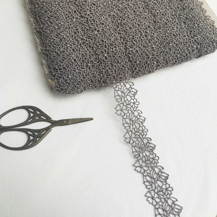 2.5CM Wide Gray Brown Black Hollow-out Embroidery Floral Ribbon Dress Clothing Collar Neckline Trim DIY Sewing Guipure Decor - Image 3
