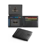 Men's Wallet Ultra Thin Rfid Leather with ID Window Multi Card Carbon Fiber Wallet