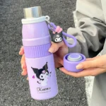 420ml Sanrio Thermos Cup Girls Cute Water Cup Travel Sports Portable Kuromi Mymelody Straight Drinking Cup with Handle Pendant - Image 3