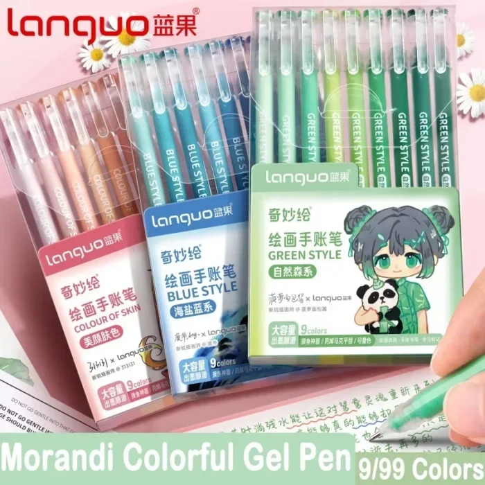 6/198 Colors Morandi Gel Pen Student Diary Scrapbook Painting DIY Gel Pen Set Color Drawing Doodling Art Markers School Supplies - Image 1