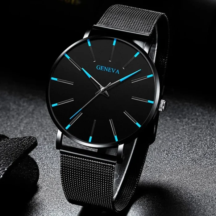 2024 New Mens Fashion Watches Luxury Ultra Thin Stainless Steel Mesh Strap Quartz Watch Rose Gold Men Watch Gifts Reloj Hombre - Image 1