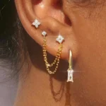 3PCS Exquisite Stainless Steel 12 Constellation Birthstone Earrings Set for Woman Cartilage Piercing Earrings Fashion Jewelry - Image 2