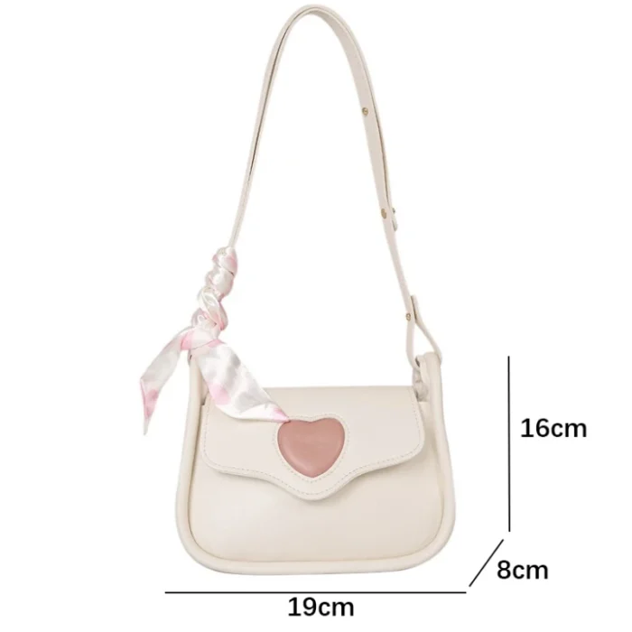 Cute Love Heart Women's Small Square Shoulder Bags Fashion Female Messenger Bag Simple Ladies Crossbody Purse Handbag with Scarf - Image 6