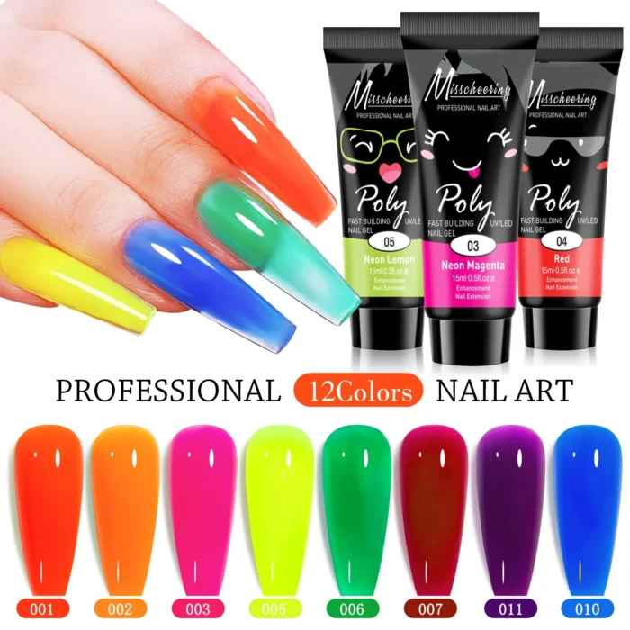 Crystal Fluorescent Nail Tips Extender UV Gel 15 ml Fluorescent Nails Art Extension Tool Quick Building Polish Gel Manicure Glue - Image 1