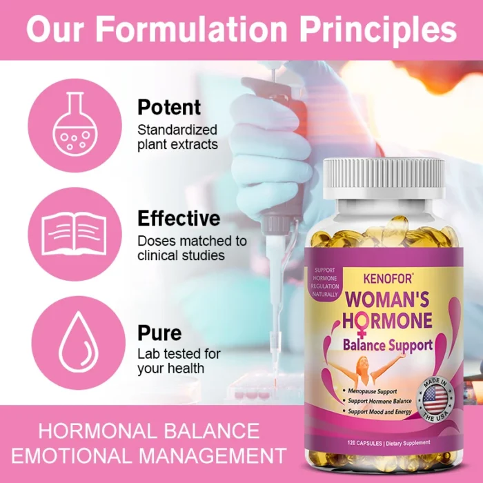 Kenofor Women's Menopause Supplement - For Night Sweats, Hot Flashes, and Mood Support - 120 Capsules, Non-GMO - Image 4