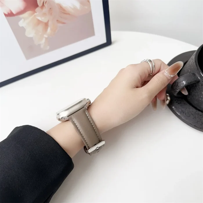 PU Leather Strap for Apple Watch Series 10 9 7 8 5 6 SE Ultra Bands 49mm 46mm 44mm 40 45mm 41mm 42mm iWatch Wristband Bracelets - Image 3