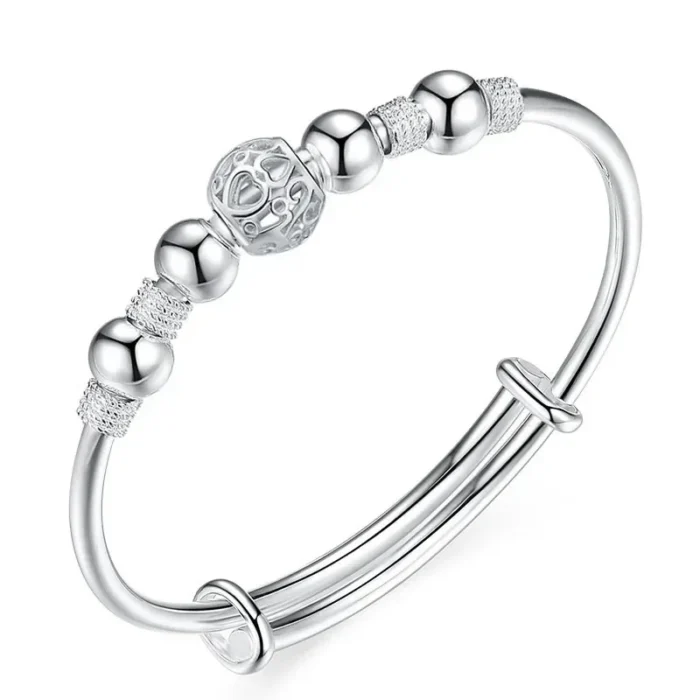 New Korean Fashion 925 Sterling Silver Lucky Beads Bangles for Women Bracelets Luxury Designer Party Wedding Jewelry Gifts - Image 4
