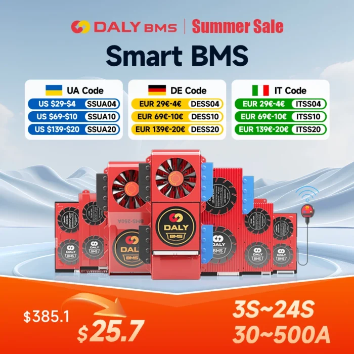 Daly Smart BMS Li-ion 7S LiFePo4 4S APP BMS 8S 24V Lifepo4 BMS 16S 48V Parallel Bluetooth Solar Energy Inverter Power Bank - Image 2