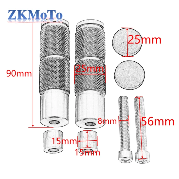 Motorcycle ATV M8 CNC Footrests Foot Pegs Pedals For Kawasaki Honda KTM Yamaha Suzuki Motocross Bike Scooter Dirt Bike Universal - Image 6
