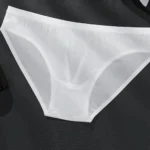 Men's Transparent Underwear Ice Silk Ball Pouch Panties Letter Seamless Ultra Thin Summer Breathable Low Waist Triangle Pants - Image 5