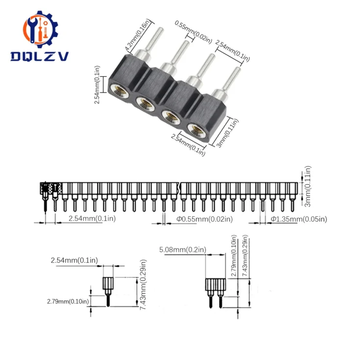 2.54MM Pitch Single Row Female SMD Straight Needle Round Hole Pin Header Copper Foot 1*2p 3p 4p 5p 6p 7p 8p 10p 40pin Connector - Image 6