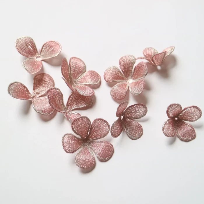 9pcs DIY 3D flower pink embroidered Patches for clothing Embroidery lace appliques bags decorative parches badge - Image 4