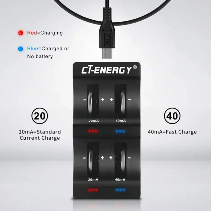 4 Slot Button Battery Charger 3.6V & USB Interface for LIR2032/2025/2016/1632/1620/2477/2430/2440/2450 - Image 3