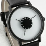 Popular New Concept Personality Reverse Pointer Women and Man Watch Version Simple Black White Couple Belt Quartz Wristwatch - Image 3