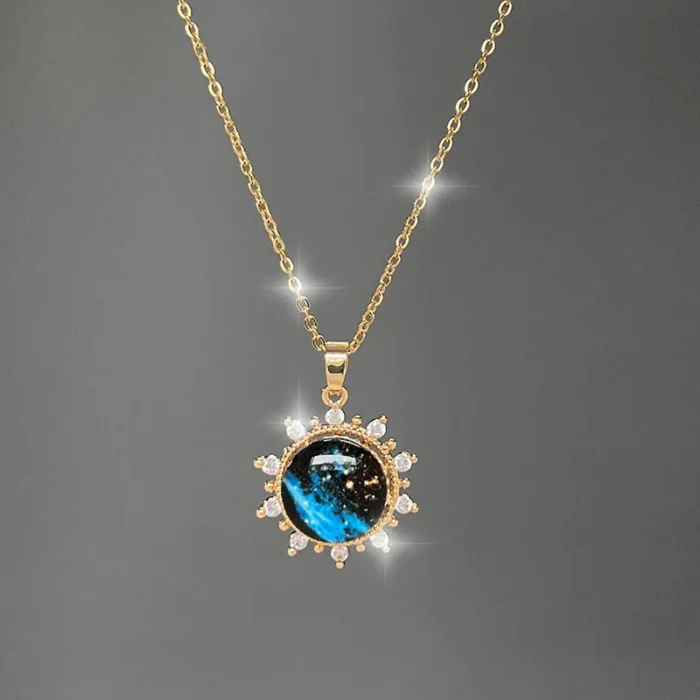 Classic Personalized Planet Colorful Stainless Steel Necklace Fashionable Exquisite Versatile Small Sun Clavicle Chain - Image 6