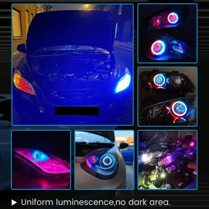 2PCS RGB Cotton LED Angel Eyes Halo Rings 60mm 70mm 80mm LED Headlight Lamps For Car UTV Motorcycle DRL Eyes APP Control - Image 3
