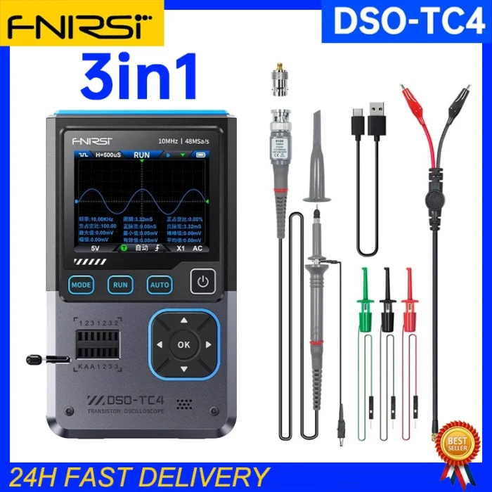 FNIRSI DSO-TC4 3-in-1 Tool New Upgraded Version 10MHz 48Ms/s Electronic Component Measurement Tool - Image 1