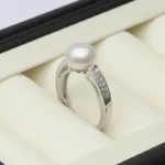 Genuine Freshwater Adjustable Pearl Rings For Women,925 Sterling Silver Open Ring With Real Pearl Mom Wife Birthday Gift White - Image 6