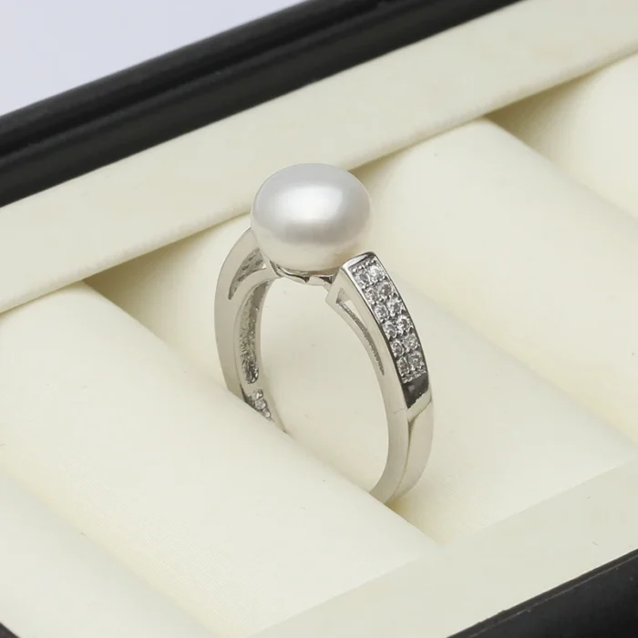 Genuine Freshwater Adjustable Pearl Rings For Women,925 Sterling Silver Open Ring With Real Pearl Mom Wife Birthday Gift White - Image 6