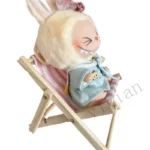 Doll'S Chair Outfit Accessories For Ropa Labubu 10cm cotton doll Summer vacation Wooden beach reclining camping chair ornament - Image 2