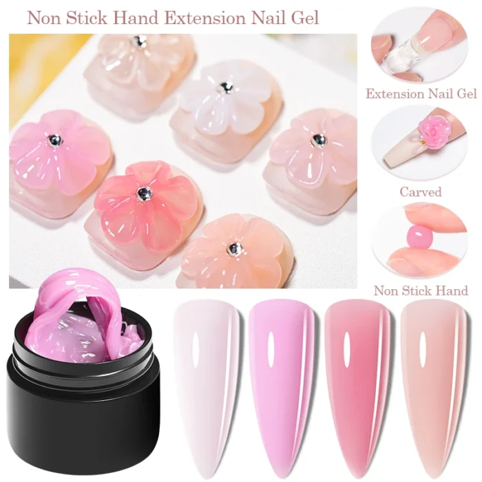 8ml Clear Non Stick Hand Solid Extension Nail Gel Polish Carving Flower Nail Art Building UV Gel Acrylic Varnish Manicure DIY - Image 4