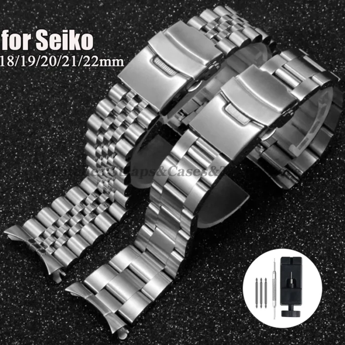 Luxury Solid Stainless Steel Band 18mm 19mm 20mm 21mm 22mm Straps for Seiko for Jubilee for Oyster Belt Men's Watch Accessories - Image 1