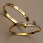 02Fashion Cross Crystal Design Stainless Steel Gold Color Stacking Bracelet Women's Jewellery Bangle For Daily Wear Party Gifts. - Image 5