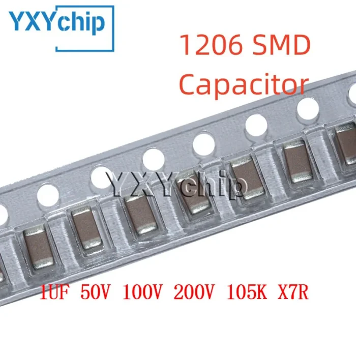20PCS 1206 1UF 50V 100V 200V 105K X7R 10% 3216 SMD Chip Multilayer Ceramic Capacitor - Image 1