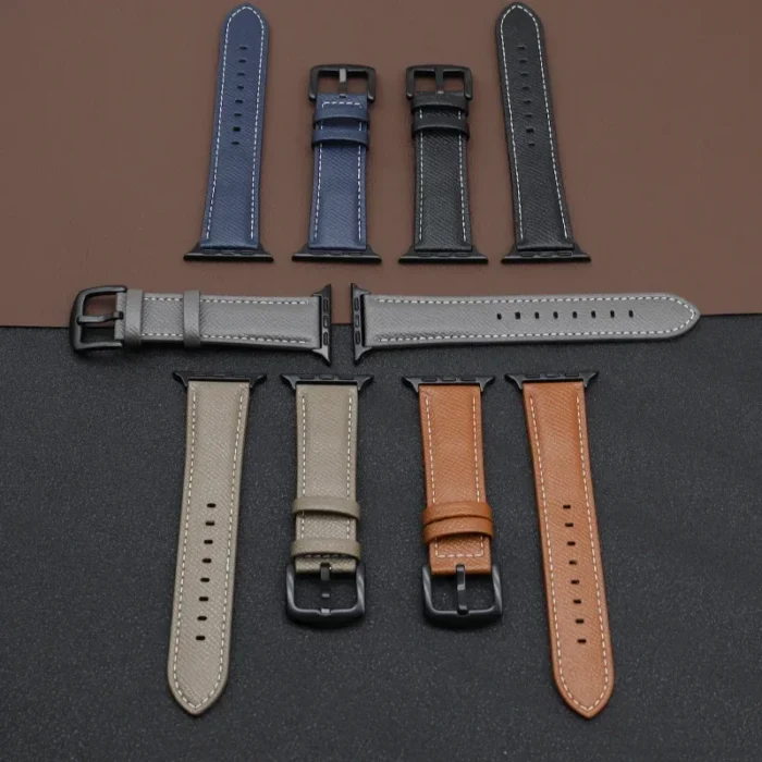 Leather Strap for Apple Watch Band Series 9 8 7 6 5 4 10 Ultra SE Comfortable Bracelet iWatch 49mm 45mm 44mm 42mm 41mm 40mm 46mm - Image 5