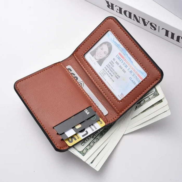 1Pc New Ultra-thin Mini Soft PU Leather Credit Card Wallet Holder Short Vertical High Quality Men's Small Short Wallets Purse - Image 3