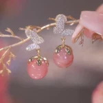 New Fashion Cute Red Zircon Cherry Stud Earrings Fashion Charm Crystal Party Birthday Holiday Gift - Image 4