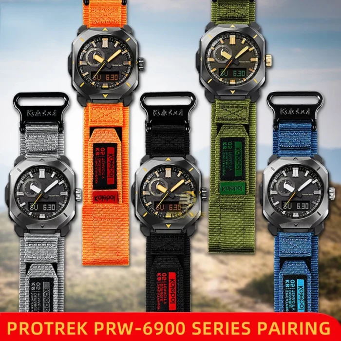 For Casio Watch Canvas Strap PRW-6900 PRW-6800 PRW-3400Y Waterproof Sports Mountaineering Nylon Strap 23mm Interface Width - Image 3