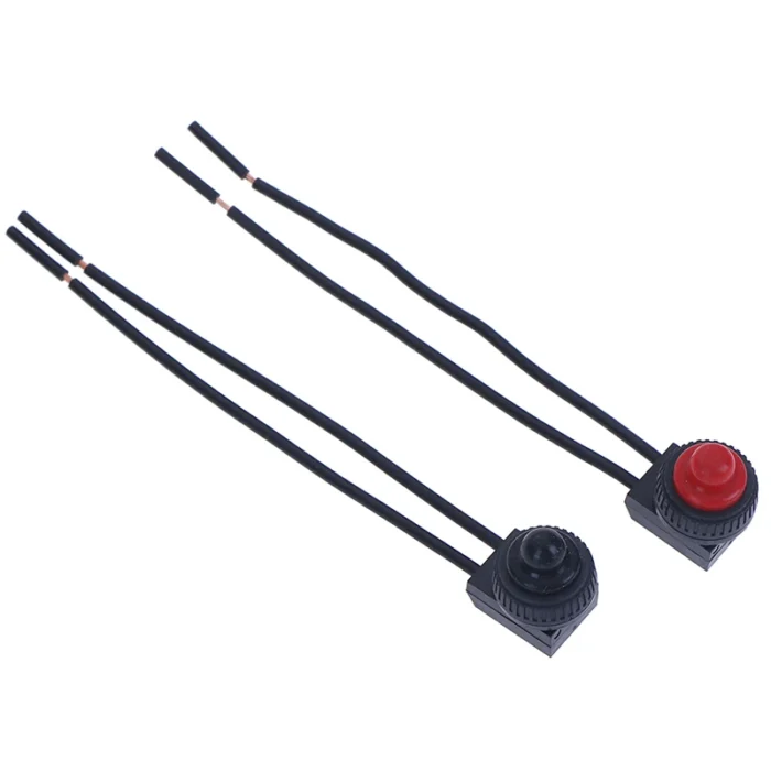 Black,Red 220V Waterproof Push Button On-off Switch With 4" Lead Wire Black - Image 4