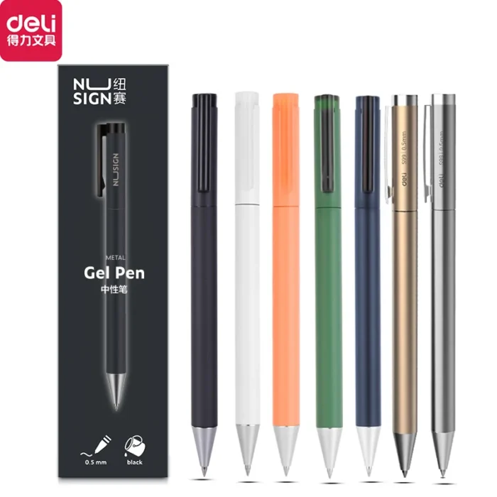 Deli Nusign Metal Gel Pen Set Sign Pen Rollerball Pучка Caneta Gel 0.5MM PREMEC Switzerland Refill Office School Supplier - Image 1