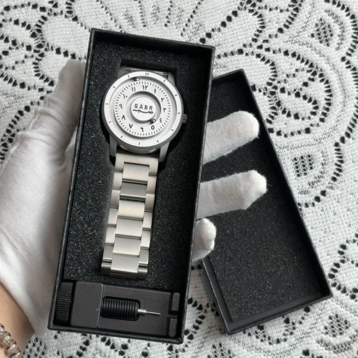 Sabr Arabic Numerals Men's Watch Magnetic Bead Hands with Graduations Custom Mirrorless Watch Gift Box Set - Image 3